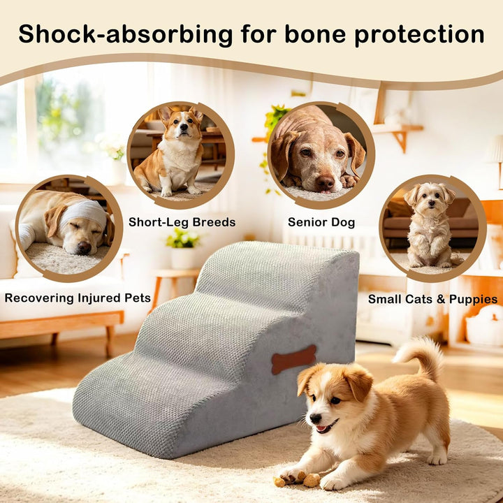 Hundetreppe für kleine Hunde, 3 Stufen Haustiertreppe für Bett &amp; Sofa, 40 cm hohe Tiertreppe für Wel