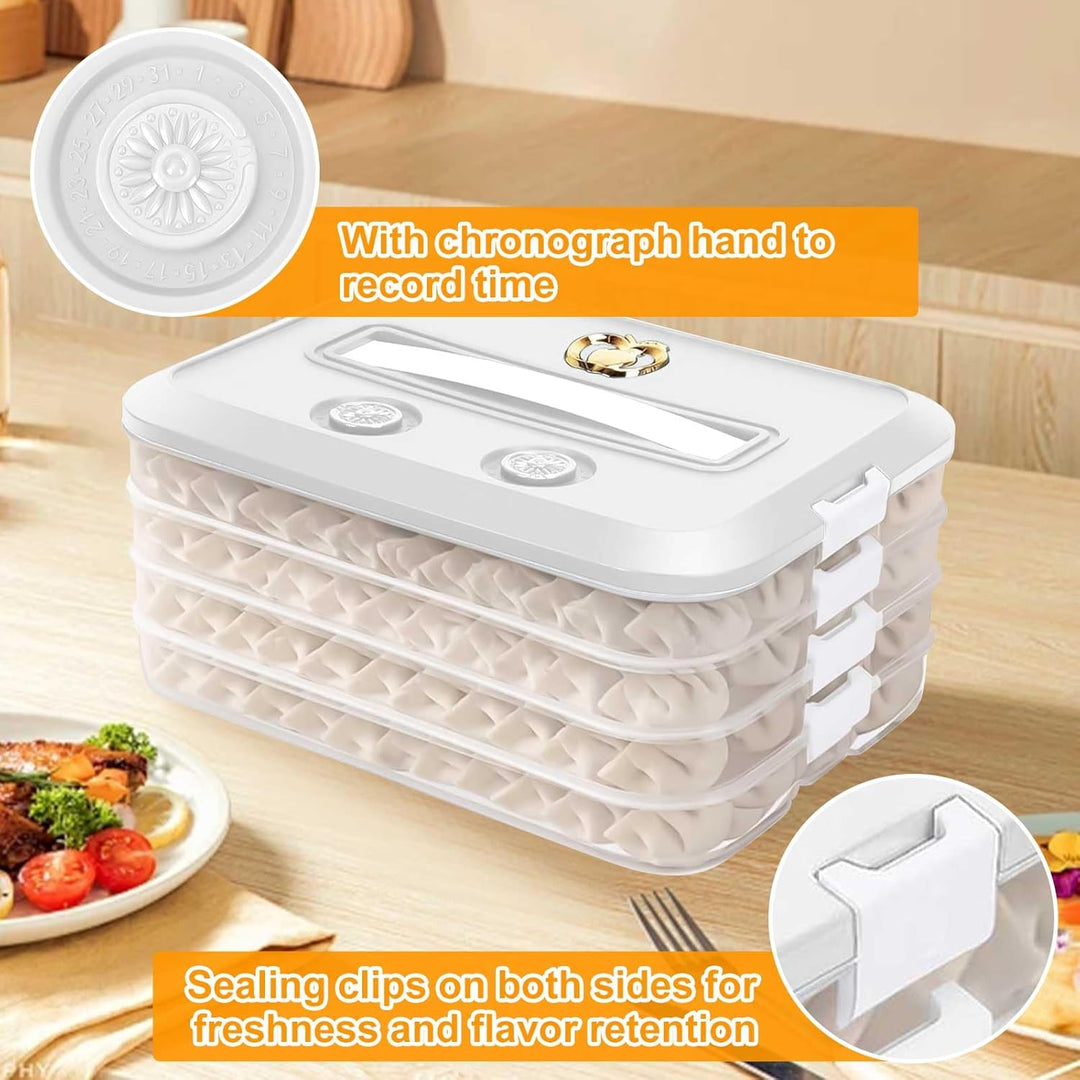 Knödel Aufbewahrungsbox, 4 Lagiger Aufschnittboxen für Kühlschrank Stapelbar Knödel Einfrieren mit D