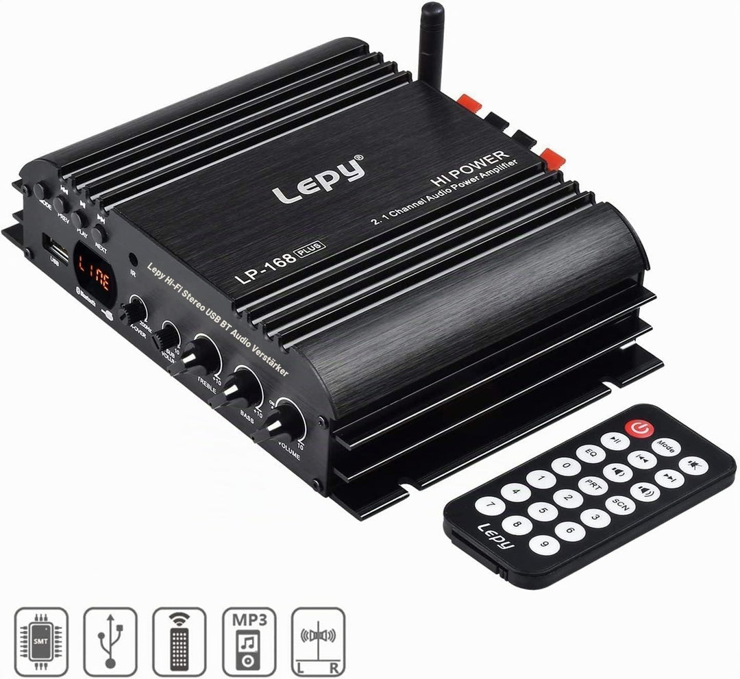 Lepy LP-168 Plus Bluetooth 2.1 Kanal IR 2 x 45W 1 x 68W HiFi Digital Stereo Bass Audio USB MP3 MP4 D