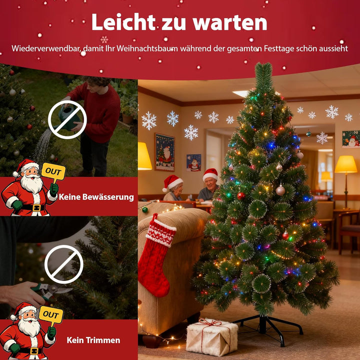 HENGMEI 240cm PVC Weihnachtsbaum Tannenbaum Christbaum Grün künstlicher mit Metallständer ca. 450 Sp