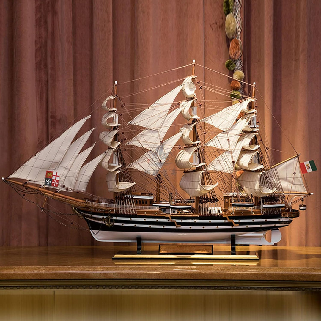 YLME Schiffsmodell aus Holz Amerigo Vespucci Segelboot Modell aus Massivholz Segelboot aus Holz Naut