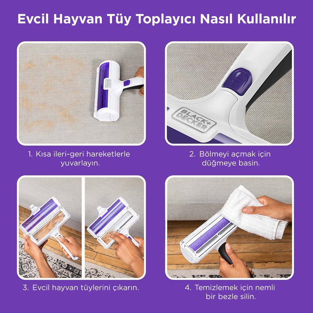 BLACK+DECKER HMSCT0001-XJ Tierhaarentferner, Rolle, Hunde- und Katzenhaare