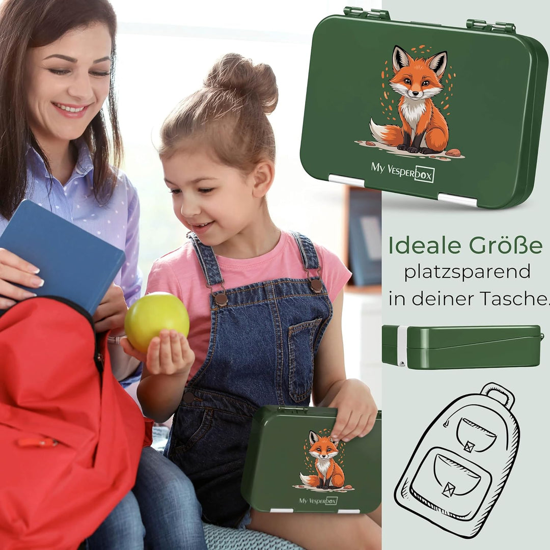 My Vesperbox – Len - Bento Box Kinder - Lunchbox mit 4+2 Fächern - extrem robust – Brotdose – Brotbo