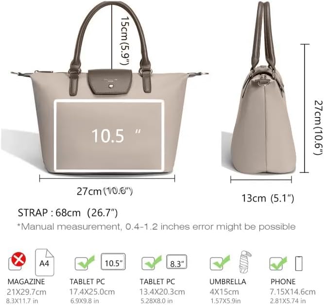David Jones - Handtasche, Einkaufstasche, Nylon, für Damen, weiche Einkaufstasche, grosse Kapazität,