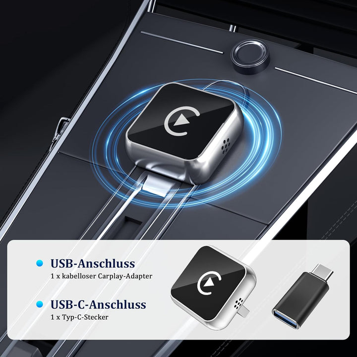 2 in 1 Carplay Wireless Adapter & Android Auto Adapter,USB-A/Typ-C Wired Auf Wireless Kompatibel Mit