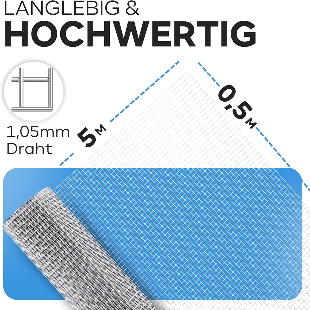 KrapTrap Volierendraht Drahtgitter I verzinkt I 12x12 I stabiler Kaninchendraht I Wühlmausgitter I K