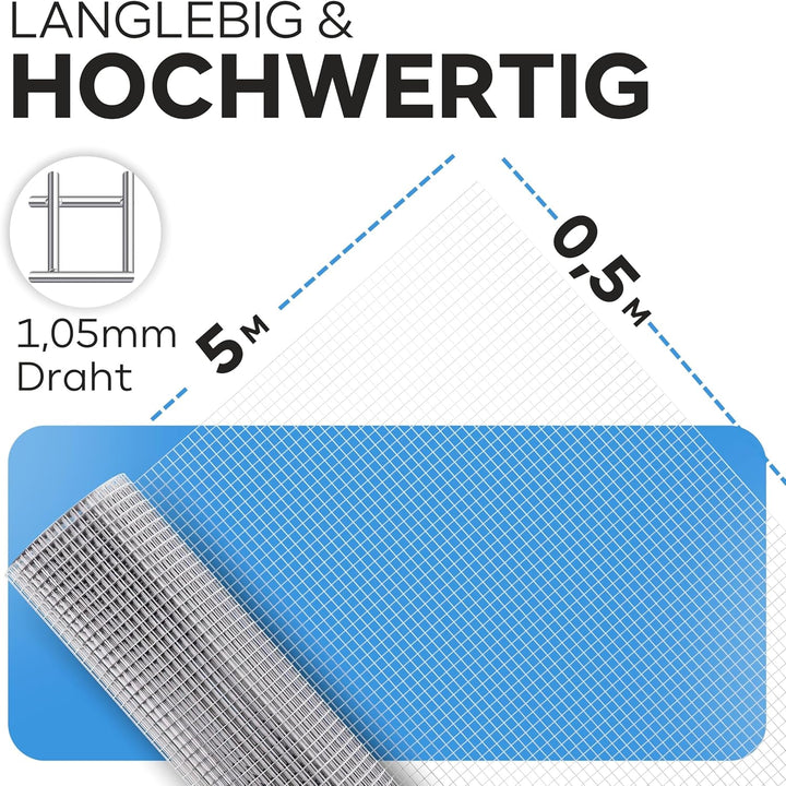 KrapTrap Volierendraht Drahtgitter I verzinkt I 12x12 I stabiler Kaninchendraht I Wühlmausgitter I K