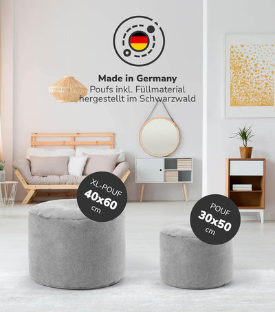 mokebo® Minipouf, Hocker o. Bodenkissen 50x30cm 'Der Ruhepouf' Sitzhocker rund & Fusshocker fürs Woh