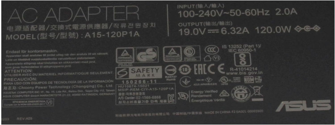 Asus X7BJ Original Netzteil 120 Watt abgerundete Bauform