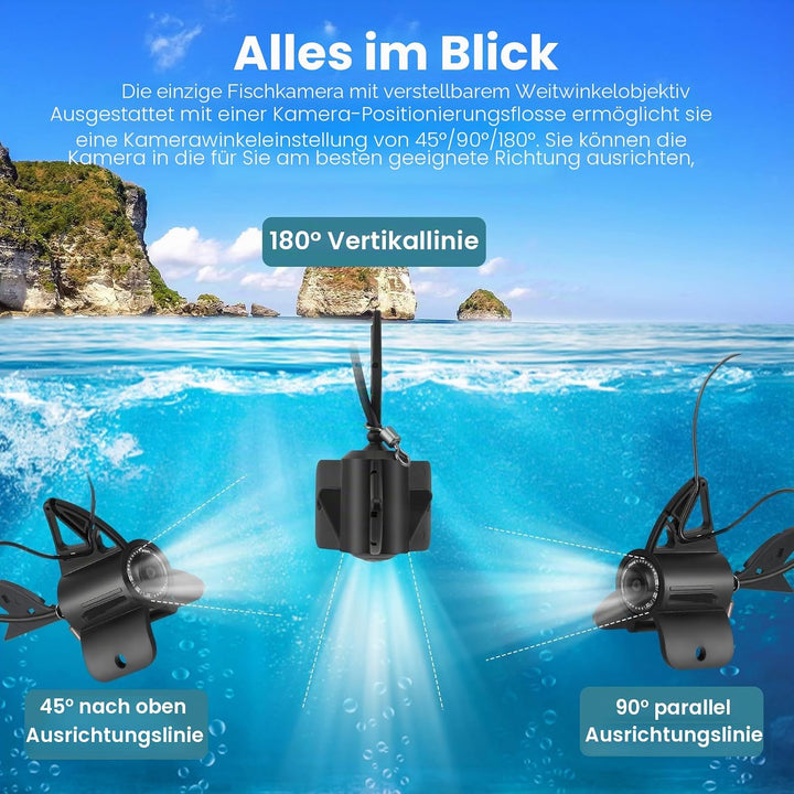Fischfinder, 4.3 Zoll HD Unterwasserkamera Angeln Fishfinder mit 30m Kabel, IP65 Wasserdicht, 5000mA