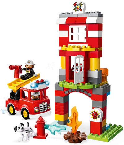 LEGO 10903 DUPLO Feuerwehrwache mit Feuerwehrauto und Feuerwehrmann-Figuren, Motorikspielzeug, Feuer