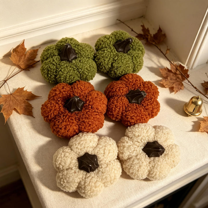 Herbst Dekorative Stoff Kürbis Set 6 Stück Weiche Plüsch Kürbisse für Herbstdeko, Thanksgiving, Hall
