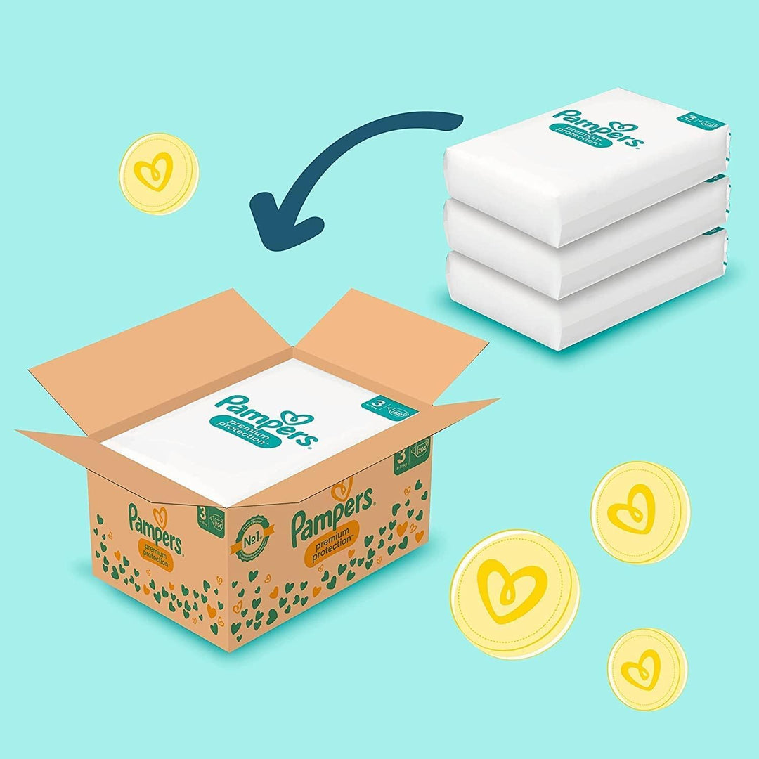 Pampers Premium Protection Baby Set mit Windeln Grösse 2 (4-8kg, 240 Stück) und Grösse 3 (6-10kg, 20