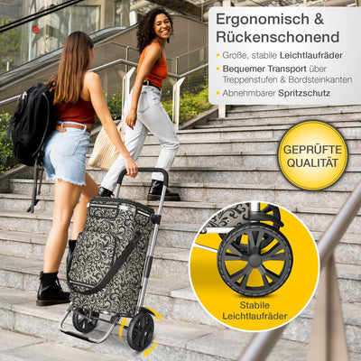 maxVitalis Einkaufstrolley klappbar, Einkaufswagen mit Kühlfach, 3in1 Trolley, Sackkarre & Umhängeta