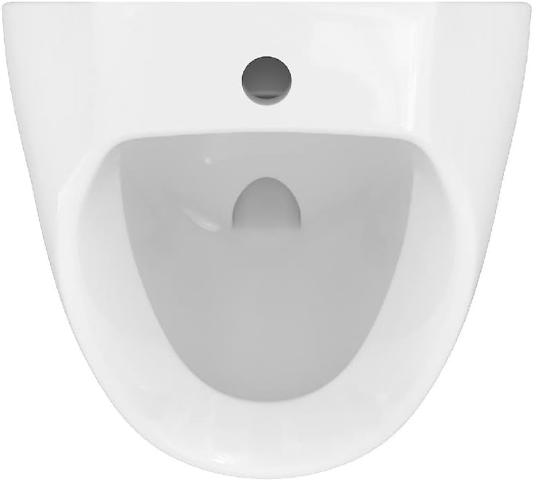 VBChome Set Urinal + Spülventil Zulauf von Oben Weiss Modern Hochwertig Keramik Pinkelbecken Pissoir