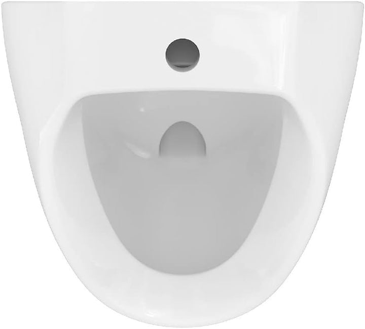 VBChome Set Urinal + Spülventil Zulauf von Oben Weiss Modern Hochwertig Keramik Pinkelbecken Pissoir
