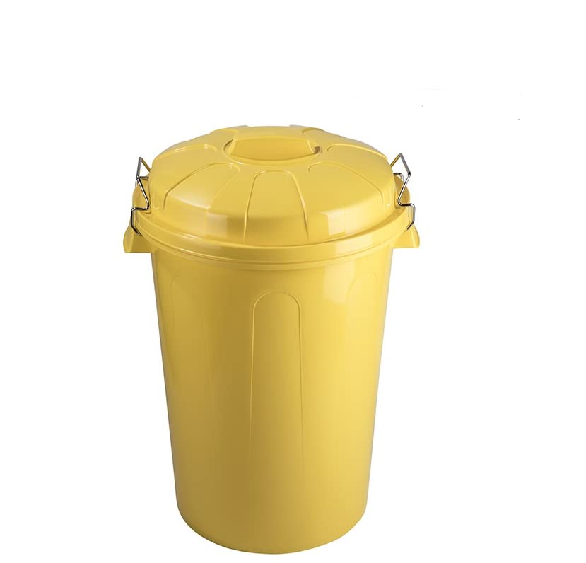 Plastic Forte Gelber 100 Liter Mülleimer mit Deckel - Grosse Müllaufbewahrung für Haushalt oder Indu