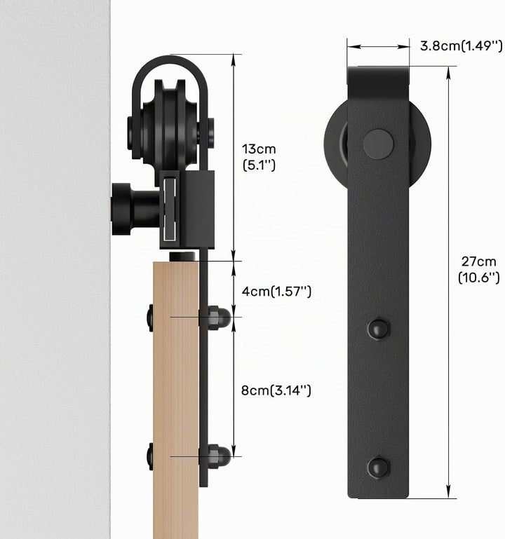 Wolfbird 200CM/6.6FT Schiebetürbeschlag Set Schiebetürsystem Gleitschiene Holzschiebetür Schwarz 1 m