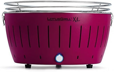 LotusGrill XL Starter-Set 1x XL Grill Pflaumenlila mit USB-Anschluss, 1x Buchenholzkohle 2,5 kg, 1x
