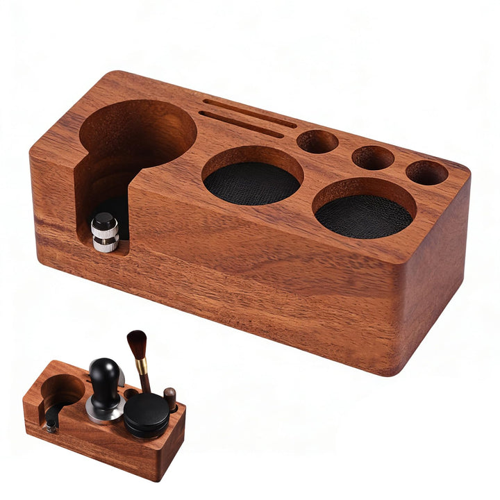 Tamperstation 58mm Kaffeetamper Walnuss Holz,Espresso Tamper,Barista Tamping Station für Espreso Zub
