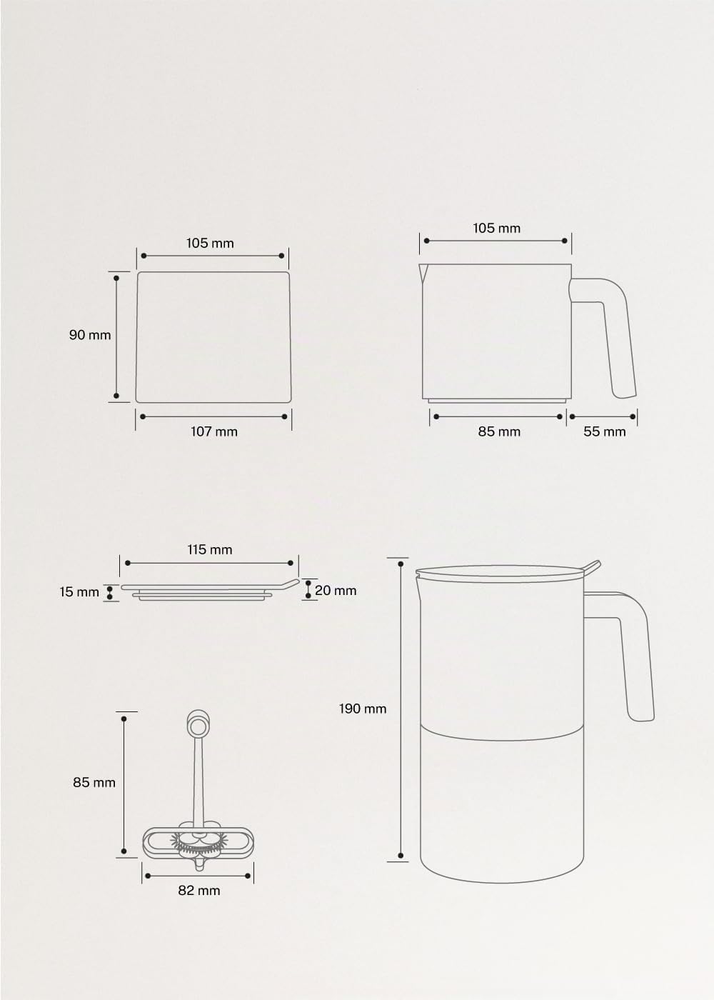 CREATE/MILK FROTHER STUDIO PRO/Elektrischer Milchaufschäumer Mokka/Spülmaschinenfest, Touchscreen, 4