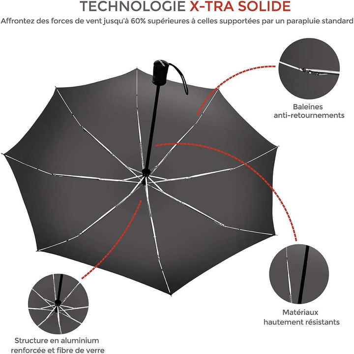 Isotoner Regenschirm Damen X-tra, stabil, automatisches Öffnen und Schliessen, Schwarz, one size, Sc