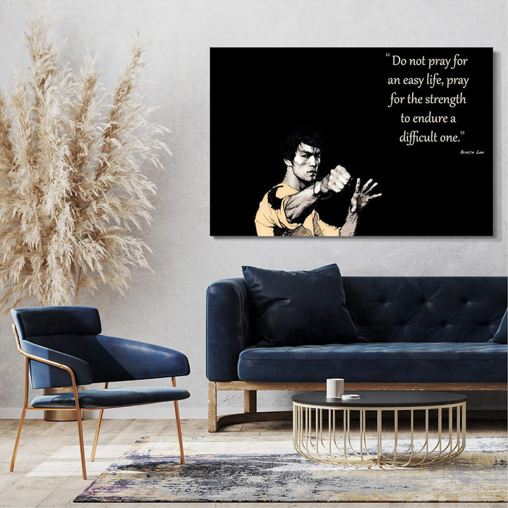 Printed Paintings Leinwand (80x60cm): Motivierender Spruch Bruce Lee Power, Das Leben ist herausf 80