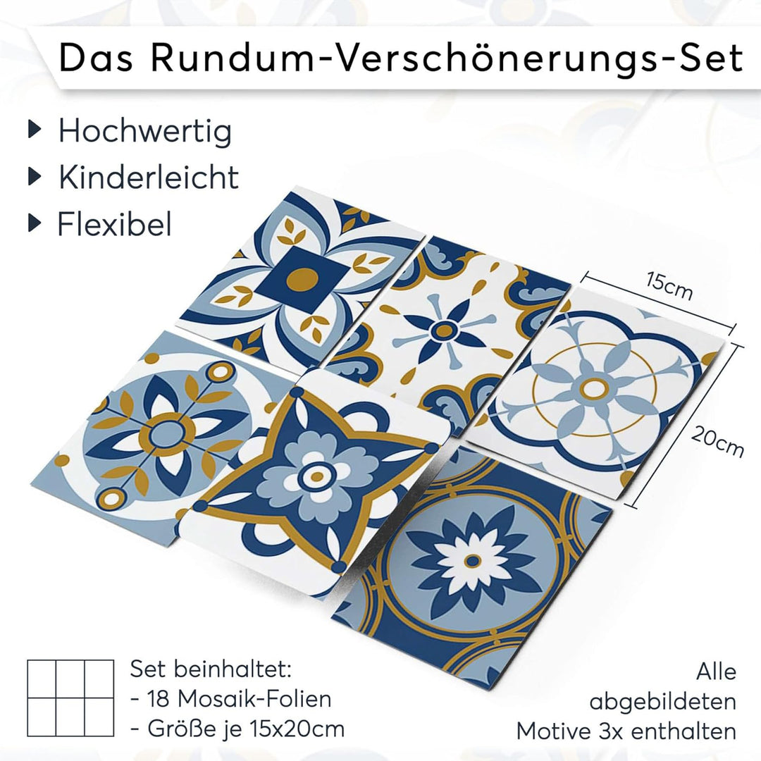 CREATISTO Mosaik-Fliesen Fliesensticker Fliesenfolie - Klebe Folie für Wandfliesen I Stickerfliesen