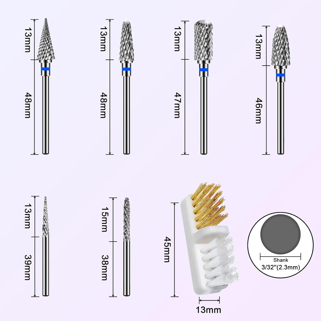 CGBE Nagelfräser Aufsätze Bits für Nagelfräser: 6 Stück Fräser Bits Schleifköpfe Hartmetall Maschine