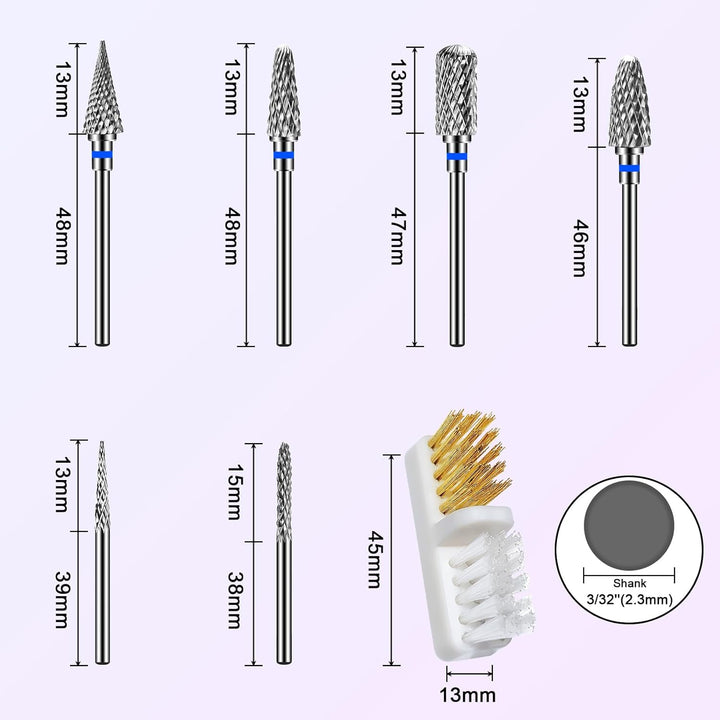 CGBE Nagelfräser Aufsätze Bits für Nagelfräser: 6 Stück Fräser Bits Schleifköpfe Hartmetall Maschine