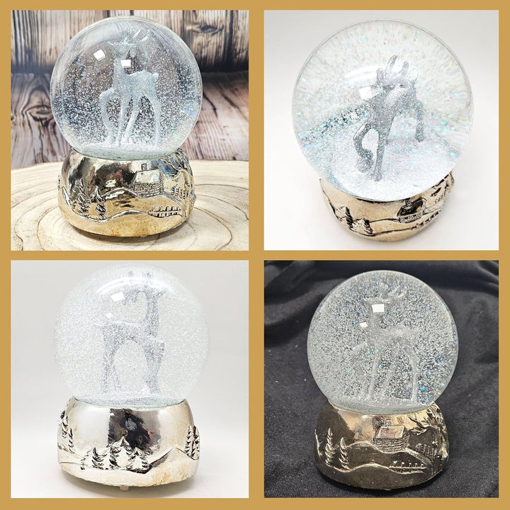Schneekugel REH Silber Silber-Sockel Landschaft Winter Christmas mit Spieluhr Durchmesser 100mm * 20
