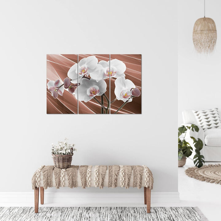 Runa Art Wandbilder Blumen Orchidee Bild XXL Wohnzimmer Schlafzimmer Beige Braun Abstrakt 120 x 80 c