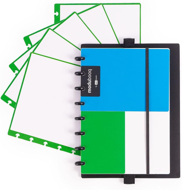 MODUBOOQ bullet, block - Modular Wiederverwendbar Smart Notizbuch A5-40 gepunktete, grüne Seiten mit