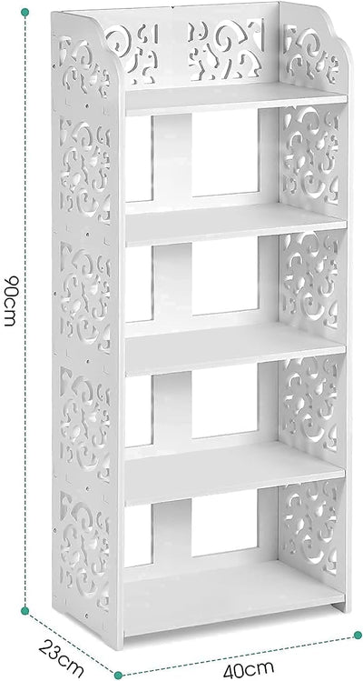 Schuhregal Weiss, 5-Tier Schuhablage Schmal Hoch Stehregal Shoe Rack White Schuhbank Klein Freistehe