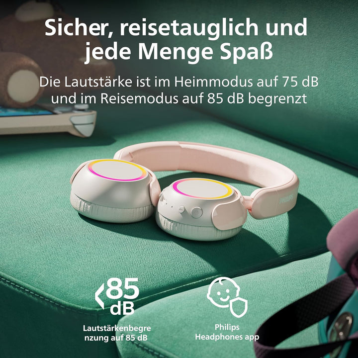 PHILIPS TAK4200PK 4200 Serie Kabellose Faltbare On-Ear-Kinderkopfhörer | Lautstärkebegrenzung, Audio