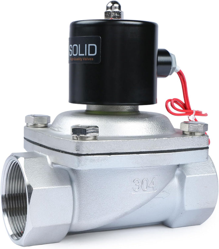 U.S. Solid 2" Edelstahl Elektrisch Magnetventil 12V DC stromlos geschlossen VITON Wasser Luft Öl G G