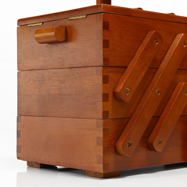 Prym 612549 Nähkasten/Nähkästchen aus dunklem Holz, M Braun