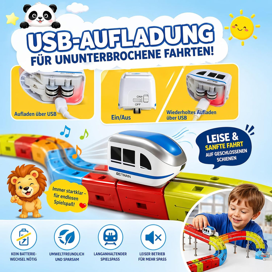 Elektrische Eisenbahn, Flexible Rennstrecke mit Faszinierenden 3D-Layouts, Magnetisches DIY-Eisenbah