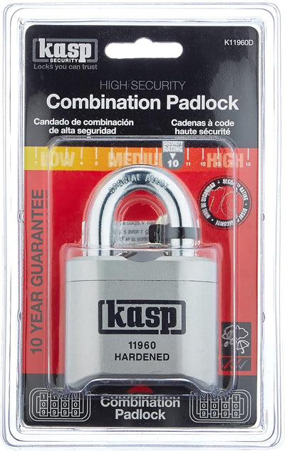 Kasp K11960D Kombinationsschloss, Silber open shackle, open shackle