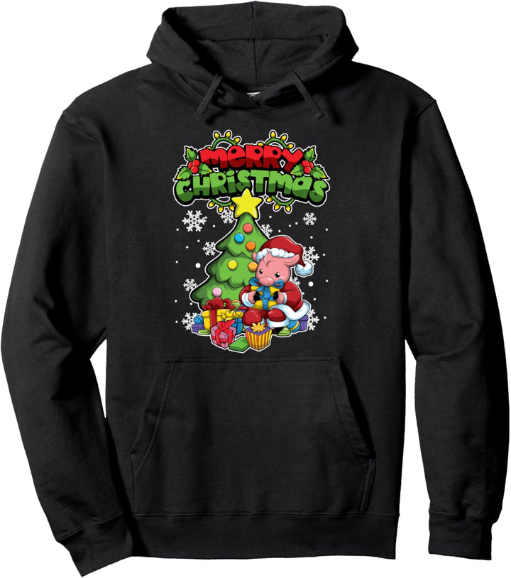 Merry Christmas Animals – Weihnachtsschweinchen Pullover Hoodie