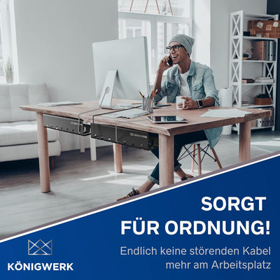 Königwerk Kabelkanal Schreibtisch fürs Kabel Management - Inkl. Zubehör - Tisch Kabelführung Kabelma