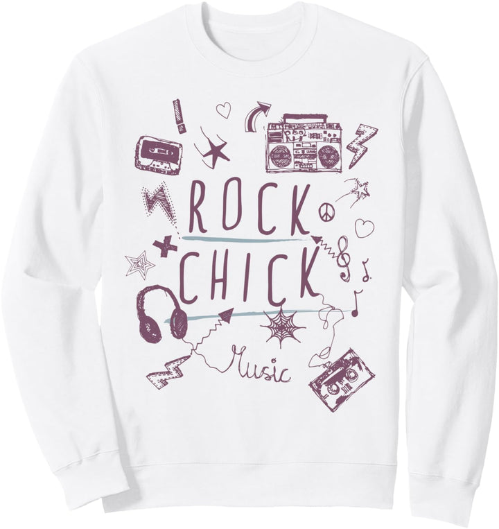Rock Retro Doodle 80er Jahre Musik Rock & Roll Chicks Frauen Sweatshirt