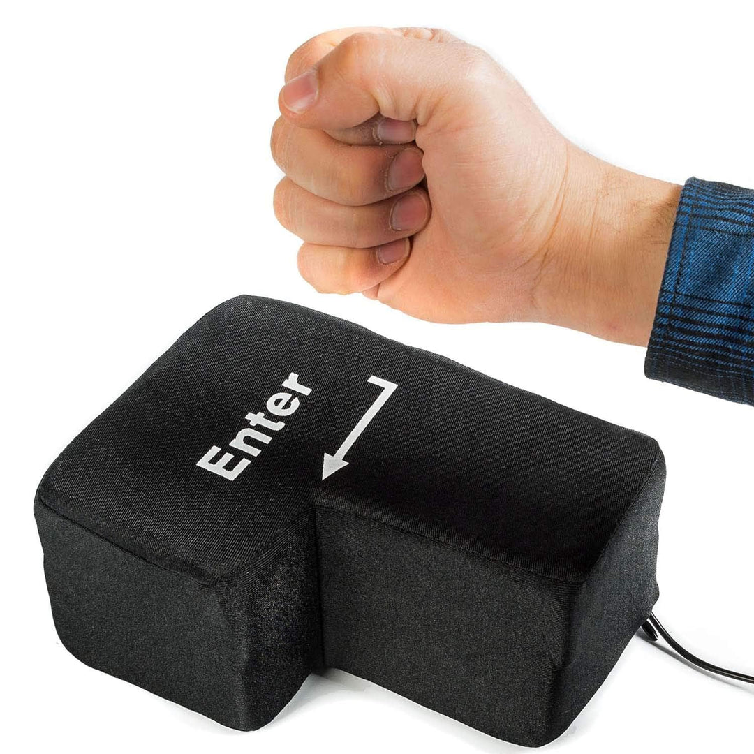 GOODS+GADGETS Big Enter Button XXL Enter-Taste mit Tisch-Kissen USB Gadget Keyboard zum Anti-Stress-