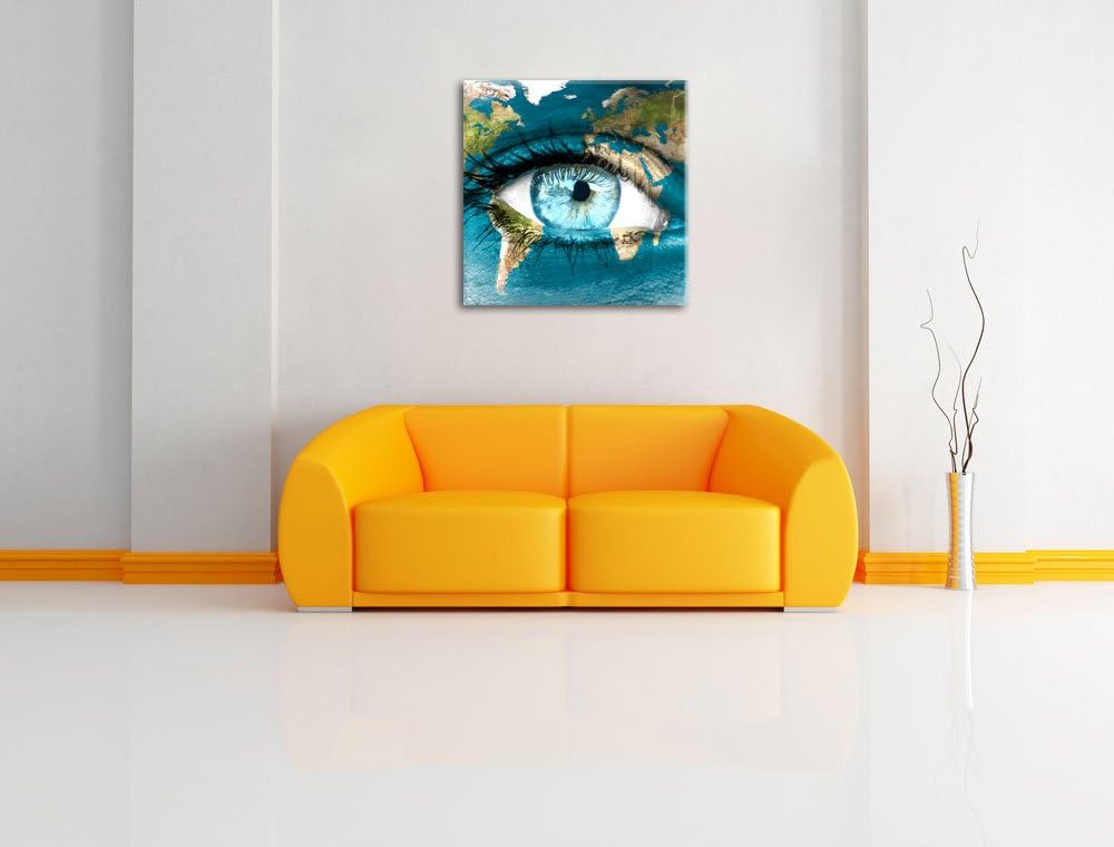 Pixxprint Die Erde gezeichnet auf EIN Gesicht, Format: 70x70 auf Leinwand, 70x70