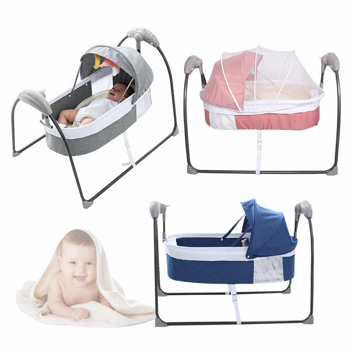 Babyschaukel, Tragbare Babywippe mit Fernbedienung Elektrisch Baby Wippe Schaukel 5 Schaukelgeschwin