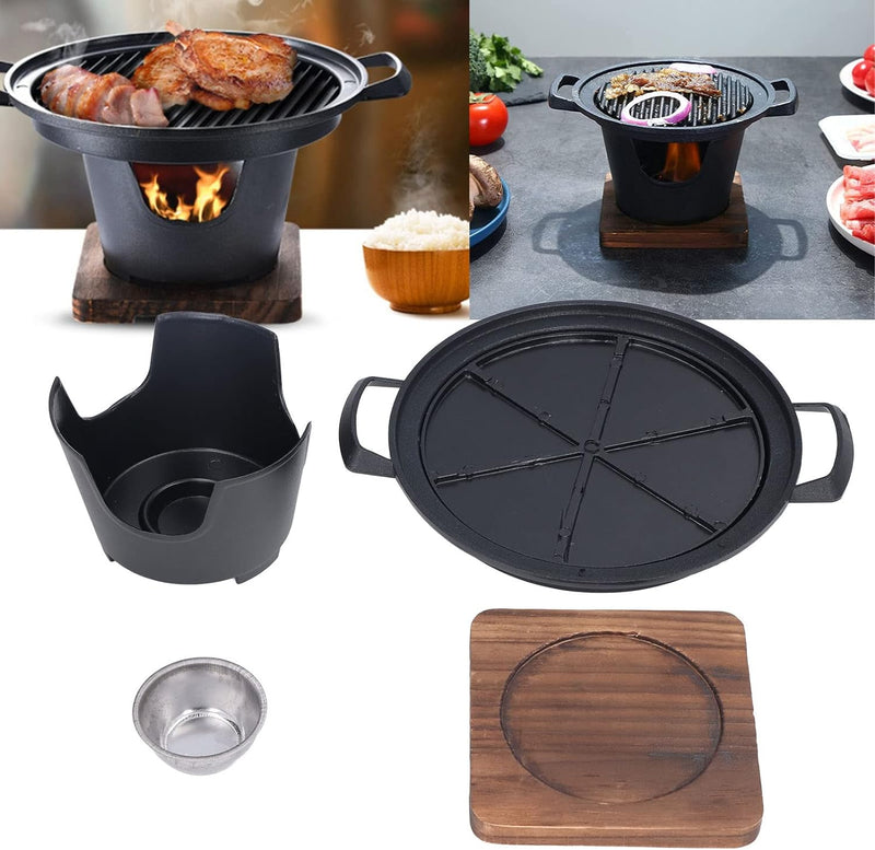 Tragbarer Holzkohlegrill, koreanische BBQ-Grillpfanne, 8,3-Zoll-Holzkohleherd, Tischgrill, koreanisc