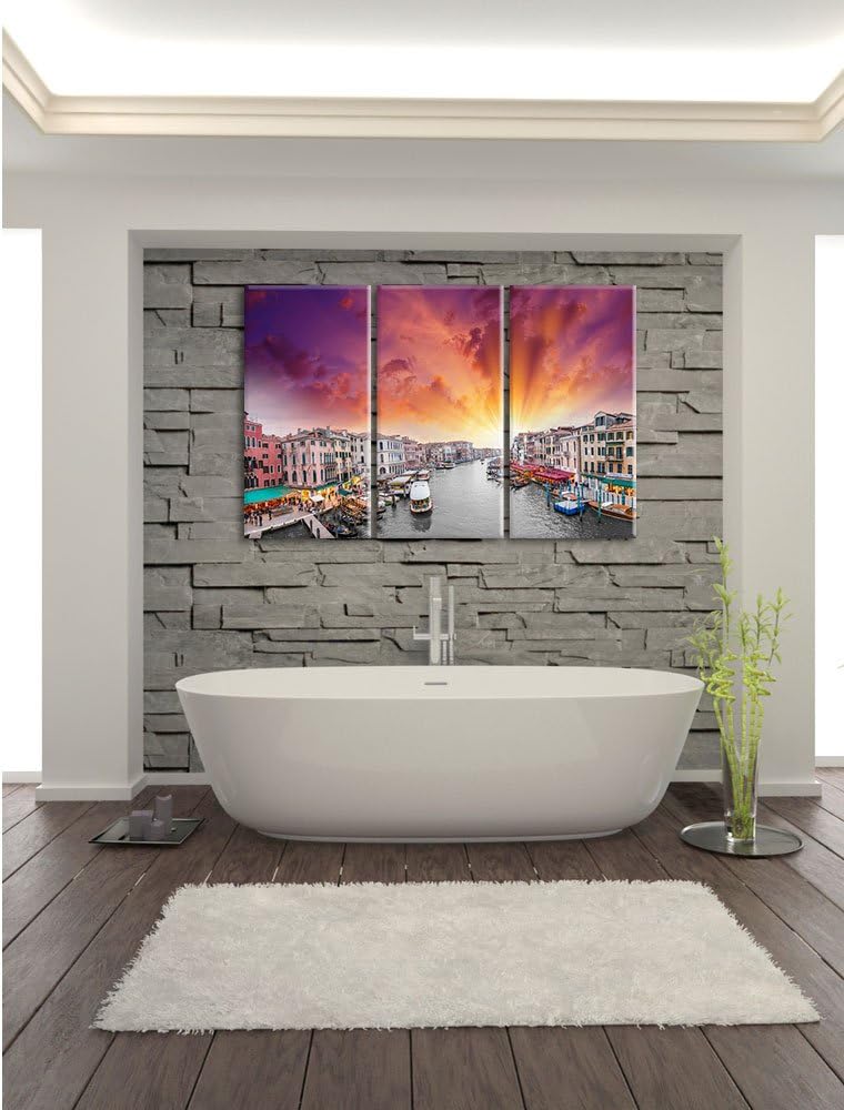 Pixxprint Wasserstrasse in Venedig als Leinwandbild/Grösse: 3 Teilig (120x80 cm) cm/Wandbild/Kunstdr