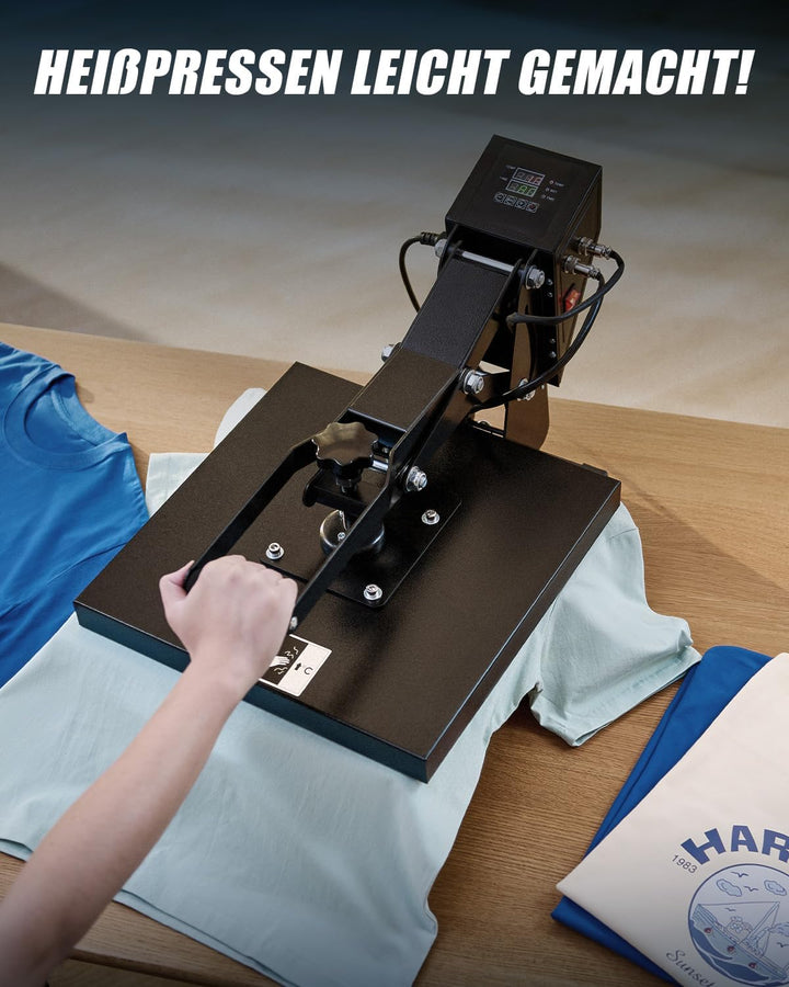CREWORKS Textilpresse 1400W Transferpresse T-Shirt Sublimationsmaschine 38x38cm Hitzepresse Heat Pre