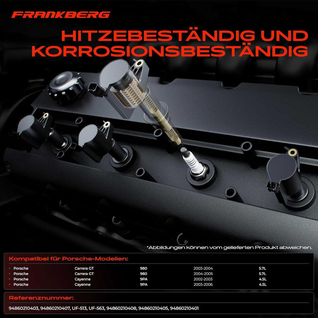 8x Zündspule für Carrera GT 980 5.7L C-a-y-e-n-n-e 9PA 4.5L Benzin 2002-2006 94860210401 Acht, Acht