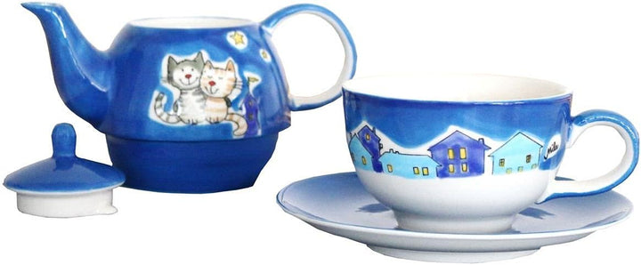 Mila Keramik Tee-Set: Tea for One, NachtKatzen | MI-99425 | 4045303994256